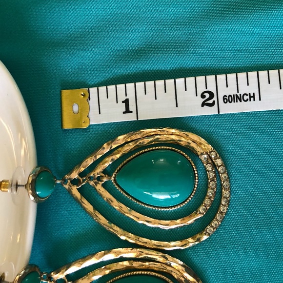 Gold/Turquoise Earrings - Picture 2 of 2